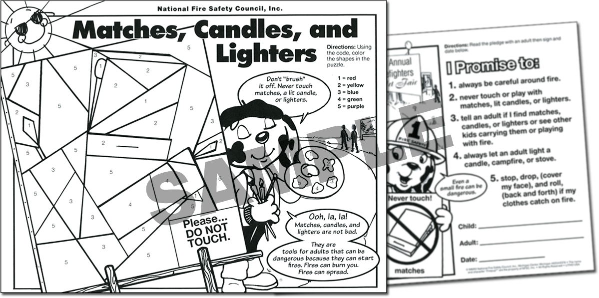 343F: Matches, Candles, and Lighters Color / Activity Sheet
