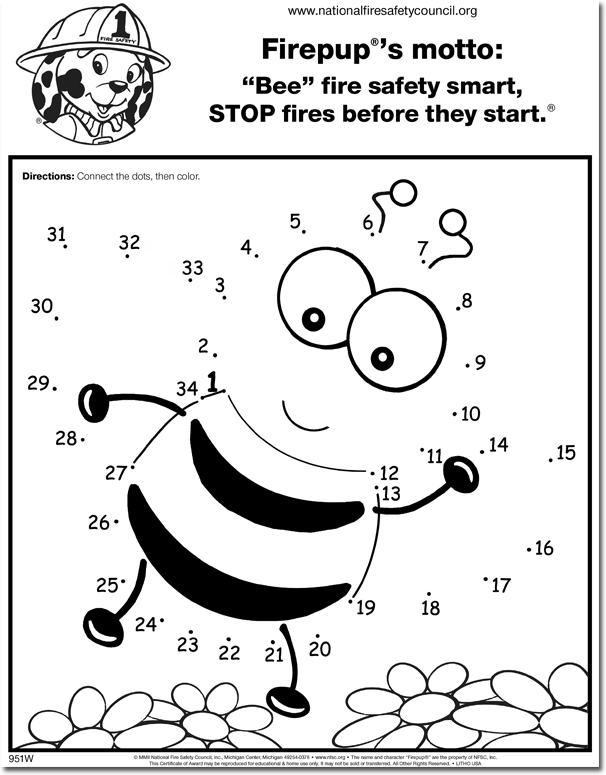 951FW: "Bee" Fire Safety Smart! Activity Sheet